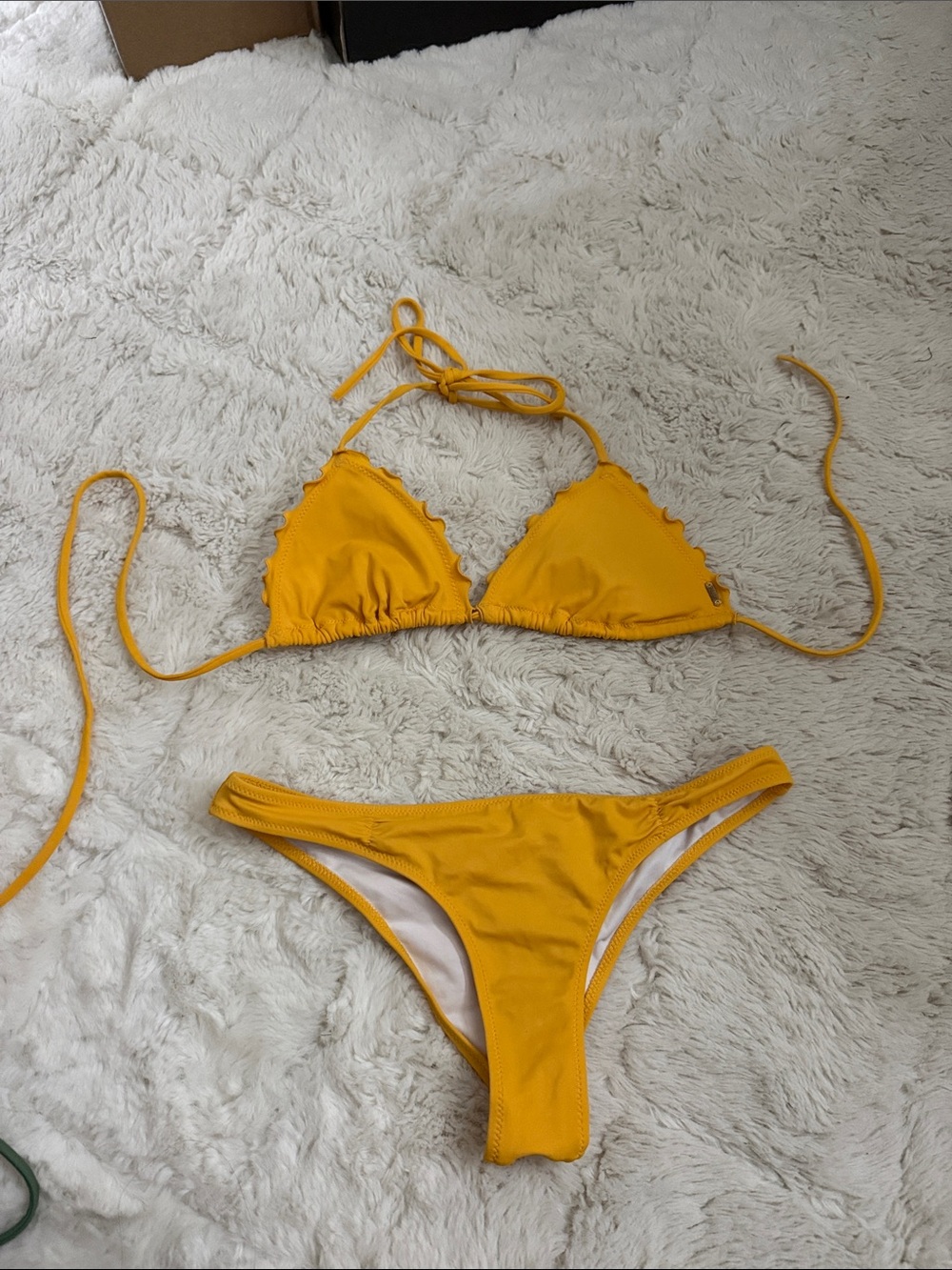 PINK Victoria's Secret Yellow Triangle Bikini Set